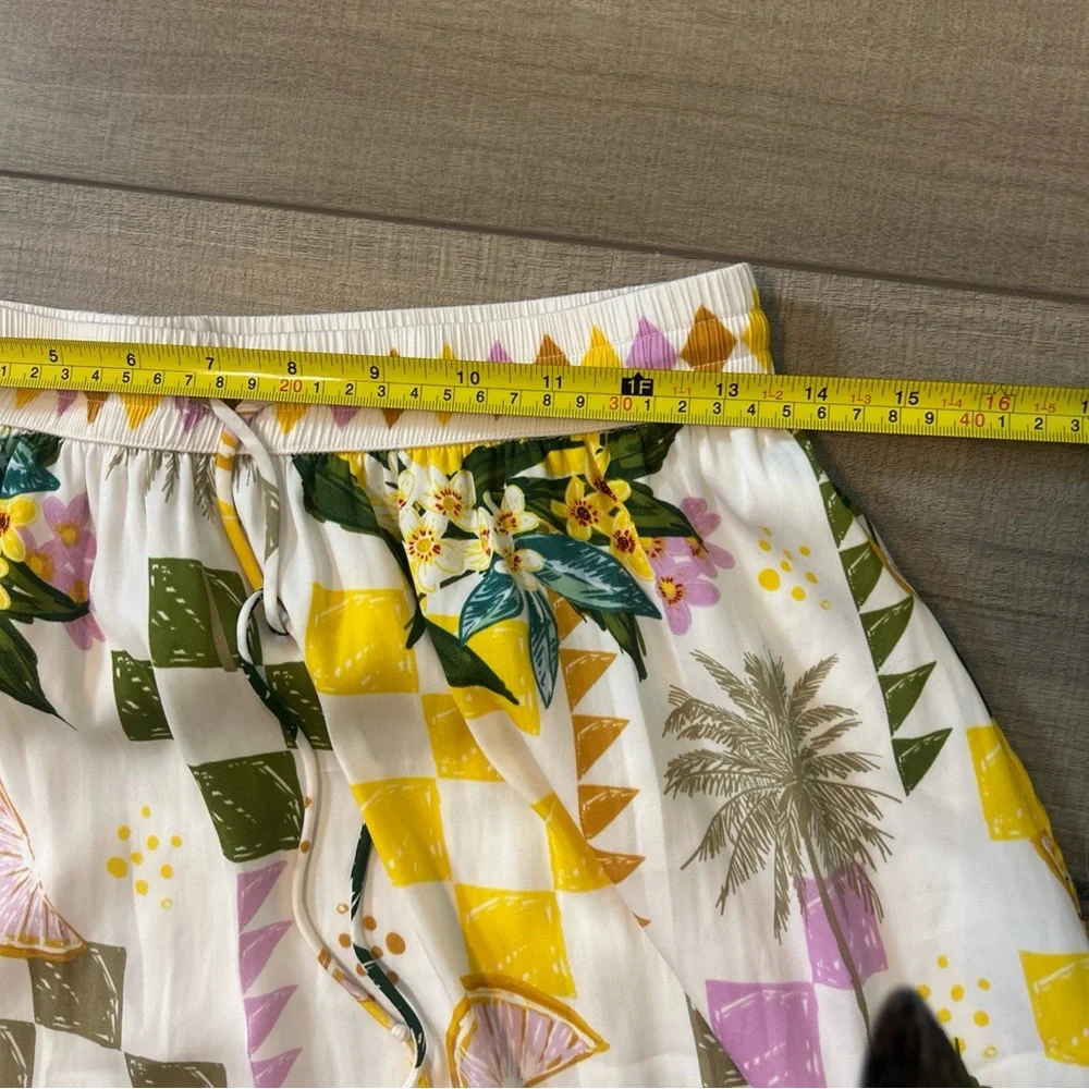 Rachel Zoe Maxi Skirt Lemons Palm Trees Peplum Cruise Festival Travel Size S - Picture 6 of 7